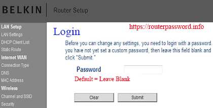 belkin router login without password